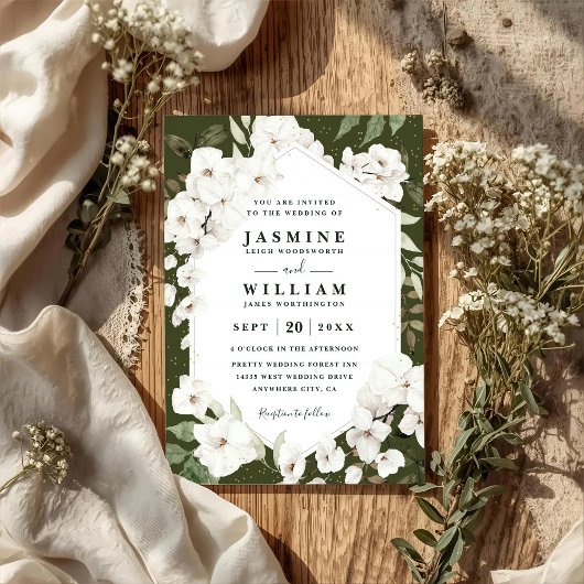 Invitation Fleurs d'orchidée blanche Mariage Chic Rustique Co