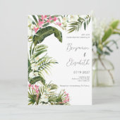 Invitation Fleurs d'orchidée tropicale rose blanc Mariage (Debout devant)