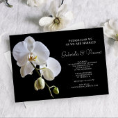 Invitation Fleurs d'orchidées blanches sur Mariage noir