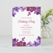 Invitation Fleurs d'orchidées Fête d'anniversaire (Debout devant)