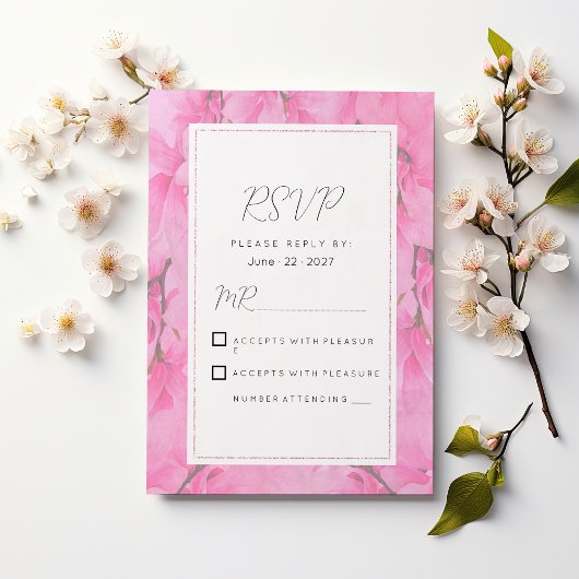 Invitation Fleurs d'orchidées rose Aquarelle RSVP