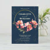 Invitation Fleurs d'orchidées roses | Cadre arrondi | MARIAGE (Debout devant)