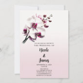 Invitation Fleurs d'orchidées roses et blanches pour mariage (Devant)
