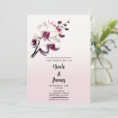 Invitation Fleurs d'orchidées roses et blanches pour mariage (Debout devant)