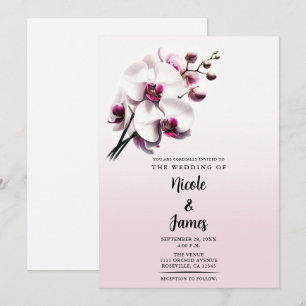 Invitation Fleurs d'orchidées roses et blanches pour mariage