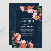 Invitation Fleurs d'orchidées roses | MARIAGE (Devant / Derrière)