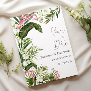 Invitation Fleurs d'orchidées tropicales blanches roses Sauve