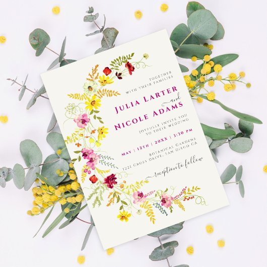 Invitation Fleurs d'orchidées violettes roses Mariage de cour