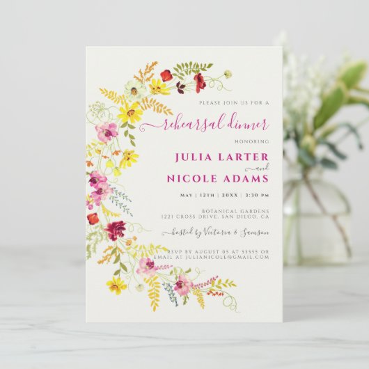 Invitation Fleurs d'orchidées violettes sauvages Dîner de rép (Debout devant)