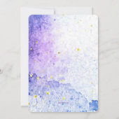 Invitation Fleurs Dorées Aquarelle Bleu (Dos)