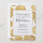 Invitation Fleurs dorées chic Anniversaire (Devant)