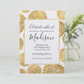 Invitation Fleurs dorées chic Anniversaire (Debout devant)