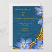 Invitation Fleurs dorées et bleues 35e anniversaire (Dos)