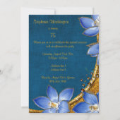 Invitation Fleurs dorées et bleues 75e anniversaire (Dos)