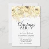 Invitation Fleurs dorées Fête de Noël d'entreprise (Devant)