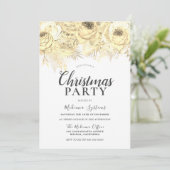 Invitation Fleurs dorées Fête de Noël d'entreprise (Debout devant)