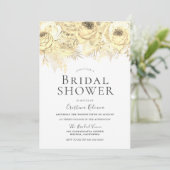 Invitation Fleurs dorées Fête des mariées élégante (Debout devant)
