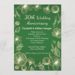 Invitation Fleurs dorées pour les 30 ans de mariage