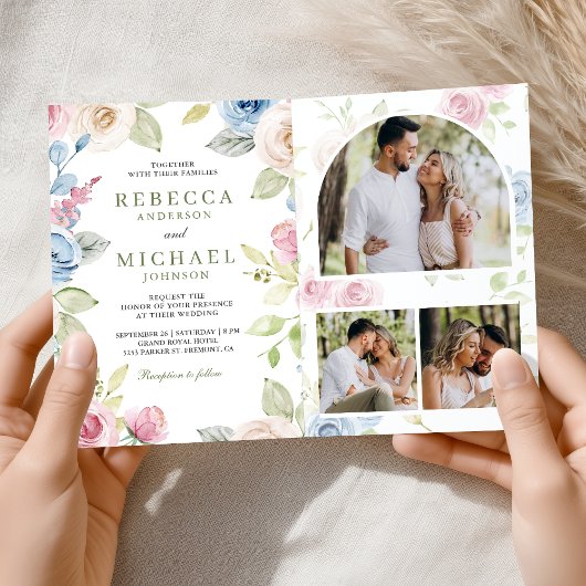 Invitation Fleurs Douces de Printemps Code QR Mariage Tout en