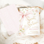 Invitation Fleurs Douces Seize Ans Anniversaire Rose Ruban