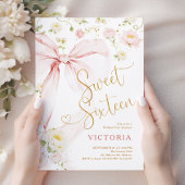 Invitation Fleurs Douces Seize Ans Anniversaire Rose Ruban