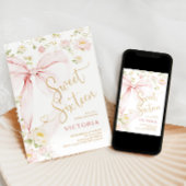 Invitation Fleurs Douces Seize Ans Anniversaire Rose Ruban