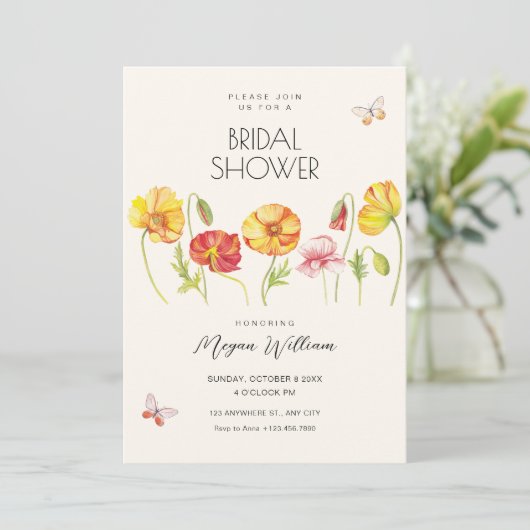 Invitation Fleurs douche nuptiale esthétique (Debout devant)