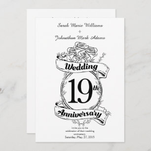 Invitation Fleurs du 19e anniversaire du Mariage