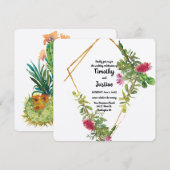 Invitation Fleurs du désert et aquarelle de cactus de mariage (Devant / Derrière)