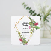 Invitation Fleurs du désert et mariage à l'aquarelle de cactu (Debout devant)