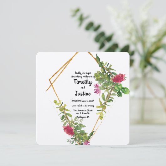 Invitation Fleurs du désert et Mariage d'aquarelle de Cactus (Debout devant)