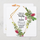 Invitation Fleurs du désert et Mariage d'aquarelle de Cactus (Devant / Derrière)