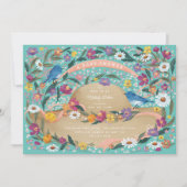 Invitation Fleurs du jardin de printemps Baby shower bleu Cas (Devant)
