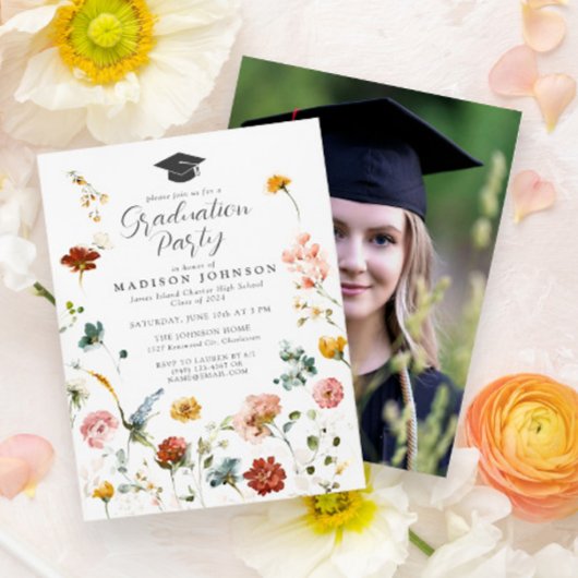 Invitation Fleurs du jardin Photo Fête de fin d'études second