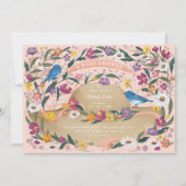 Invitation Fleurs du jardin printanier Baby shower rose Casqu (Devant)
