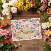 Invitation Fleurs du jardin printanier Baby shower rose Casqu