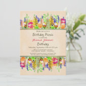 Invitation Fleurs du printemps Fête de pique-nique d'annivers (Debout devant)