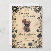 Invitation Fleurs éffrayantes Et Costume Scull Fête D'Hallowe (Devant)