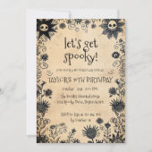 Invitation Fleurs éffrayantes Halloween fête d'anniversaire (Devant)