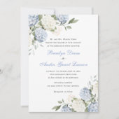Invitation Fleurs Élégant Mariage Hydrangea Bleu Verdure  (Devant)