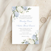Invitation Fleurs Élégant Mariage Hydrangea Bleu Verdure 