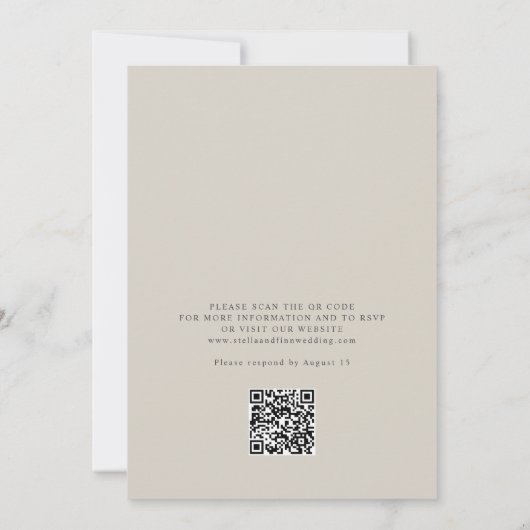 Invitation Fleurs élégantes Blanc Jaune Or QR Code Mariage (Dos)