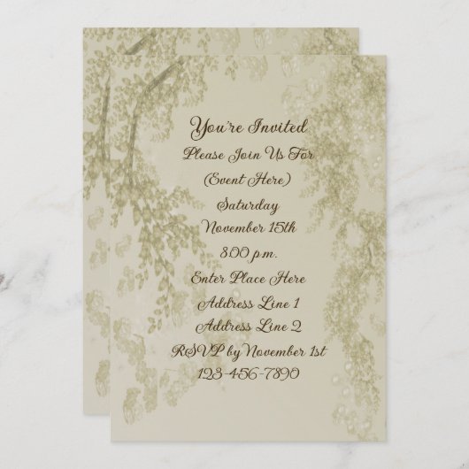 Invitation Fleurs élégantes Branches Design Party (Devant / Derrière)