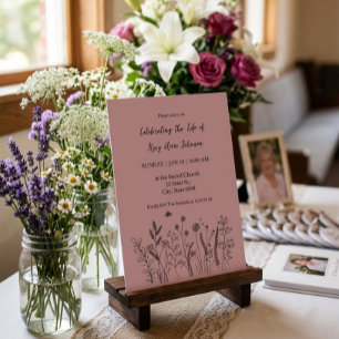 Invitation Fleurs Élégantes "Célébration de la Vie" Funéraill