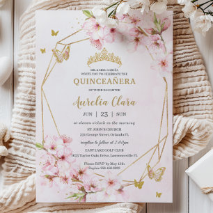 Invitation Fleurs Élégantes de Cerisier Fleurissant Quinceañe