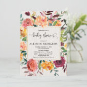 Invitation Fleurs élégantes de l'automne teintées de bordeaux (Debout devant)