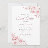 Invitation Fleurs élégantes doux Blush Sweet 16 Party (Devant)