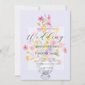 Invitation fleurs élégantes en bleu pot violet (Devant)