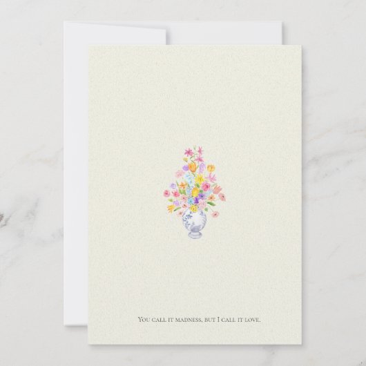 Invitation fleurs élégantes en pot bleu (Dos)