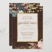 Invitation Fleurs élégantes et lumières sur bois (Devant / Derrière)